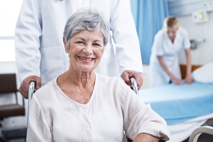 Old woman in wheel chair