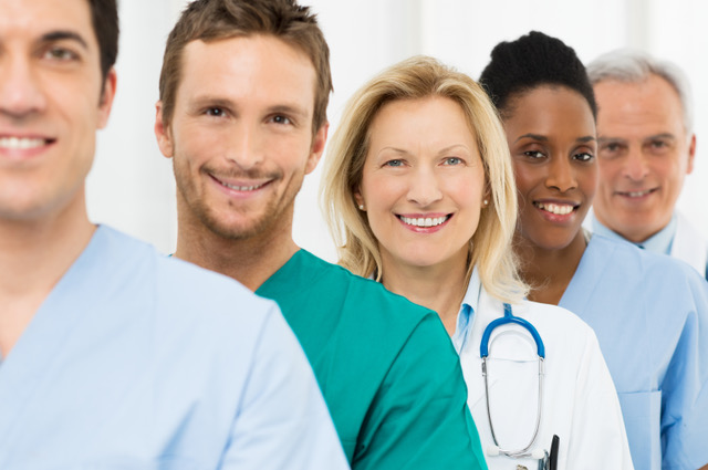 group of happy doctors