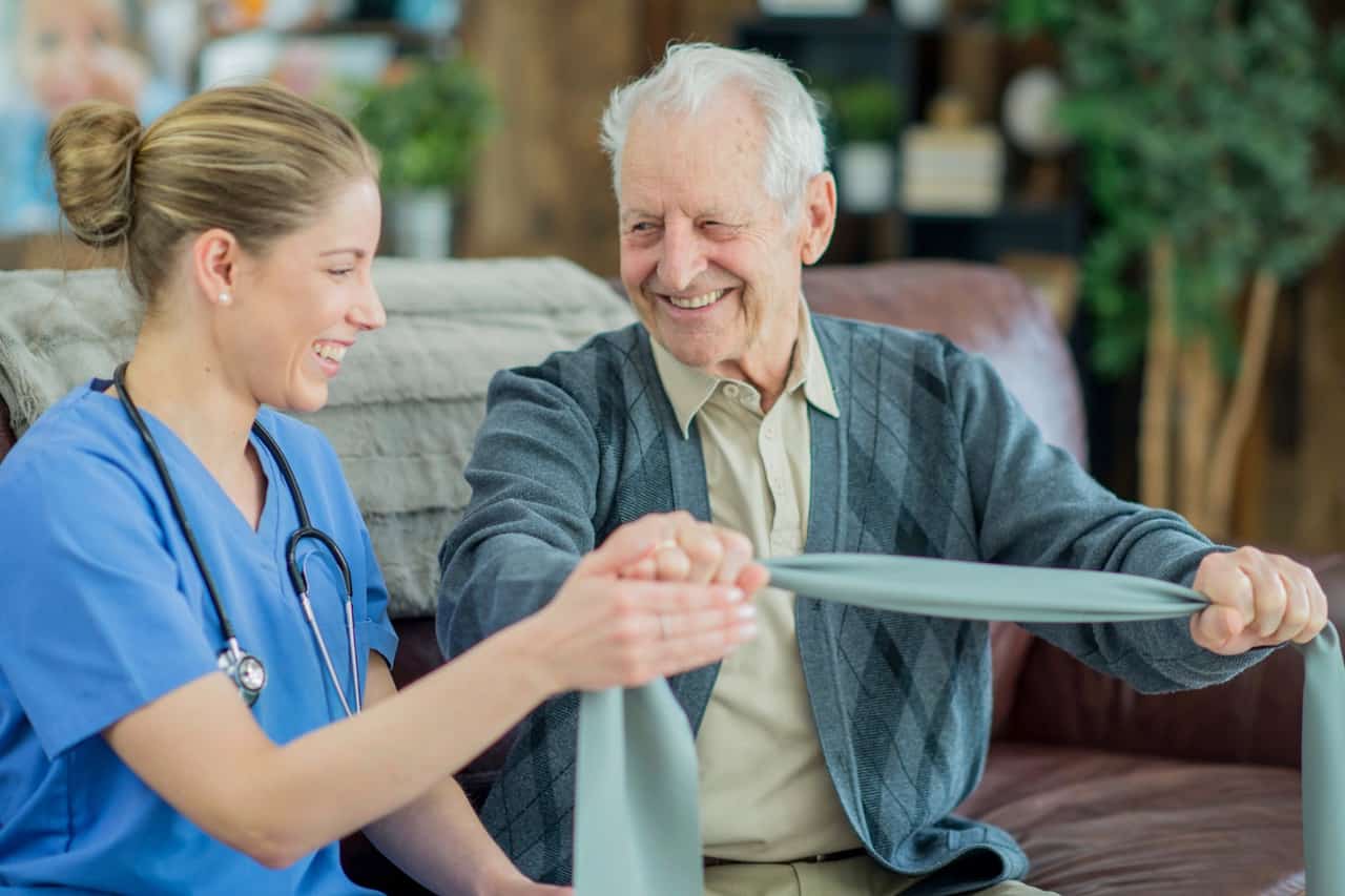 nurse and elderly man