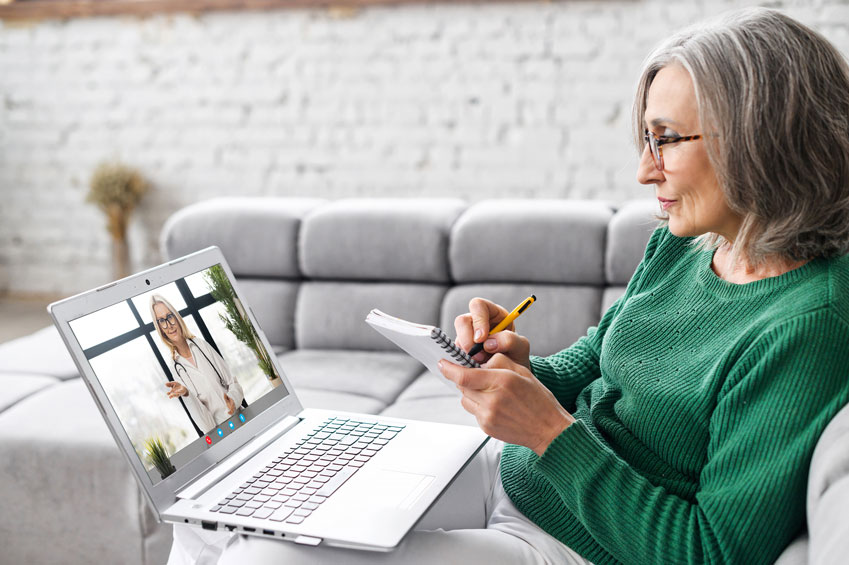 Virtual Visit woman on computer